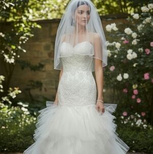 Kelly Chase Ruffled Mermaid Gown - off-white -  Size 8